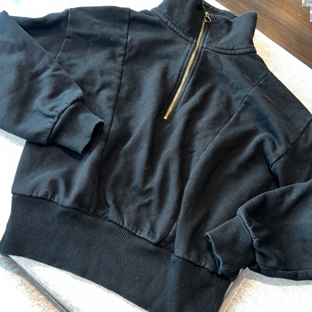 Black Half-Zip Pullover Sweatshirt
